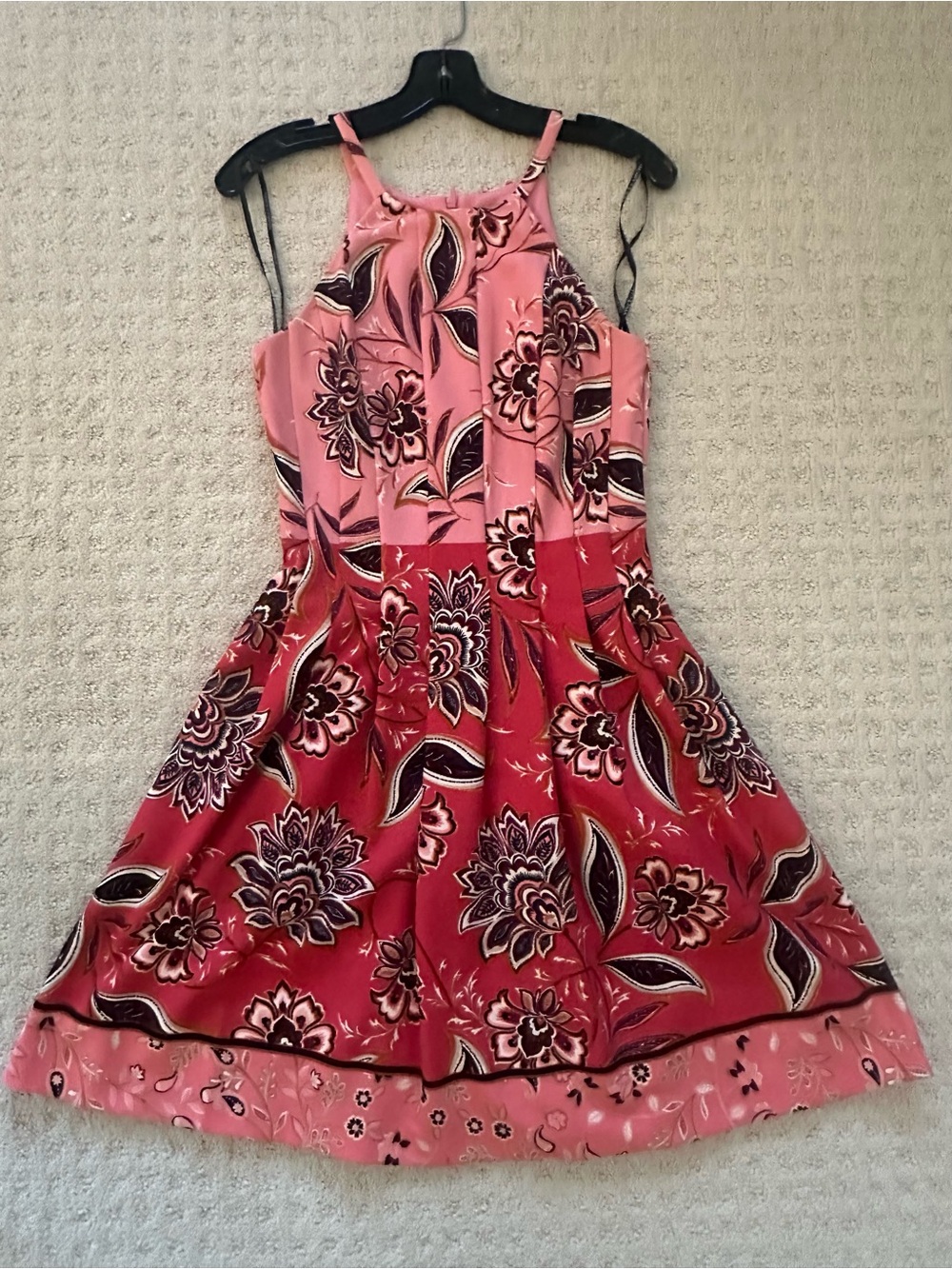 Vince Camuto Pink and Red toned Floral Halter Dress